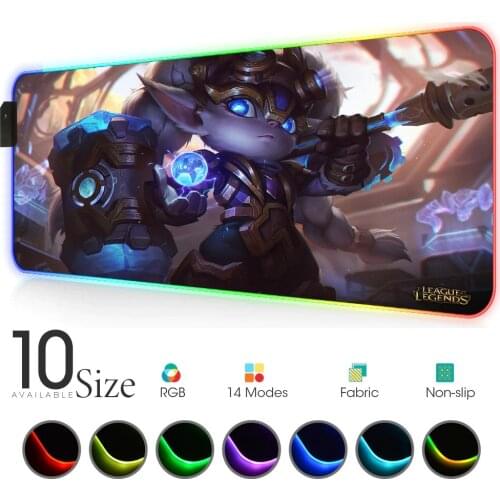 LOL RGB Mouse Pad Black Gamer Accessories Large LED MousePad XL Gaming computer Mat laptop with Backlit league of legends poppy