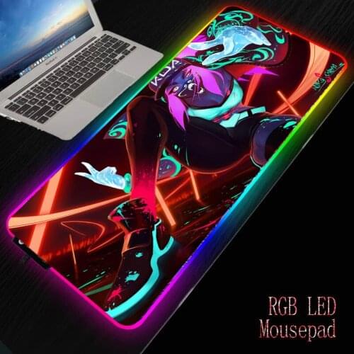 Sexy Anime LED Light Mousepad RGB Keyboard Mouse Pad Desk-mat Colorful Mouse Pad Waterproof Multi-size Non-slip Mice Pad for LOL