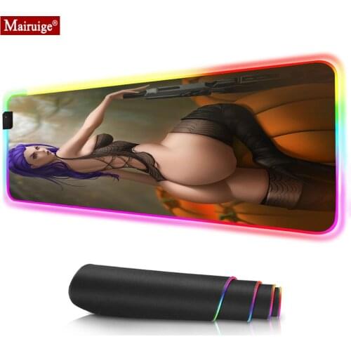 Anime Big Ass Hips Girl Sexy Bikini LED Mousepad RGB Glow Colorful Large Mouse Pad XXL Computer Gamer Desk Mat Cosplay Character