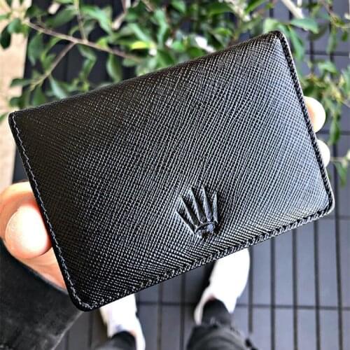 Leather Card Holder Wallet Men Brand Black Magic Trifold Leather Slim Mini Wallet Small Money Bag Male Purses Genuine Leather 100% Genuine Leather Men Wallet Coin Purse Small Mini Card Holder Portomonee Male Walet 2