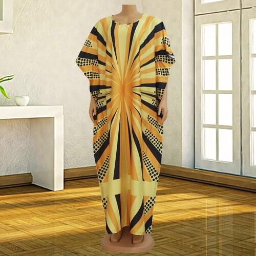 Summer African Plus Size Clothing Latest Dresses For Women O-collar Short Bat Sleeve Dashiki Print Elegant Femme Robe Africaine
