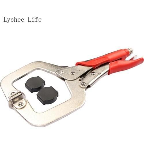 Lychee Life 11Inch C Clamp Clip Locking Plier Woodworking Tenon Locator Grip Vise Lock Jaw Swivel Pad Diy Wooden Making Tools