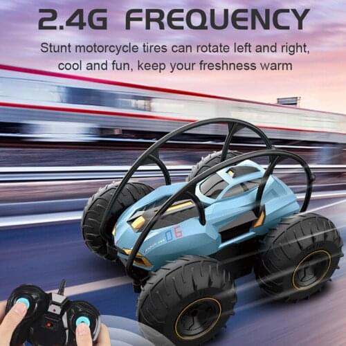 Rc Cars Remote Control Stunt Car 360 Rotate 2 Sides Waterproof Driving On Water And Land Amphibious Electric Toys For Children