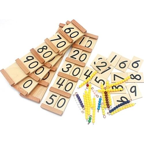 Montessori Math Toys Teens Symbol Linear & Skip Counting Yellow Beads Colorful Beads Wooden Toys for Children Early Preschool