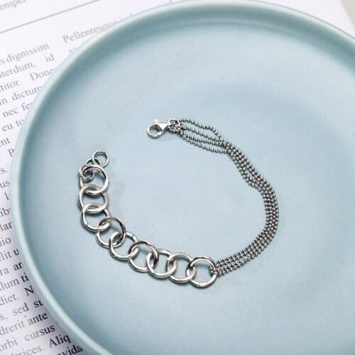 Mutil-layer Beads Chain 925 Sterling Silver Bracelet for Women Men Round Circle Bracelet Jewelry Gifts Wholesale S-B403