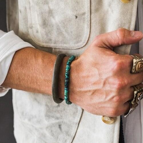 Pohier Tibetan Silver Natural Stone Handmade Tibetan Bracelets For Women Men Beads Bracelets