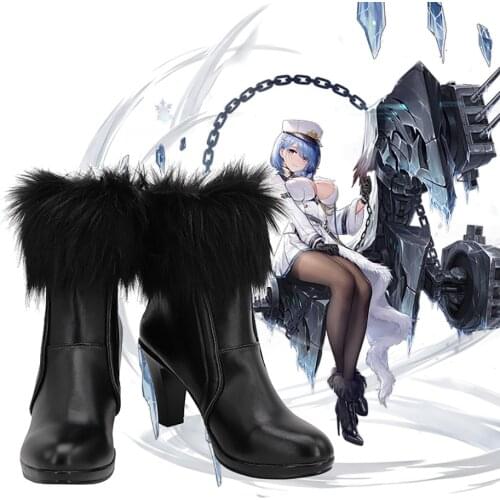 Chapayev Shoes Cosplay Azur Lane Chapayev Cosplay Boots Customized Black Shoes for Unisex