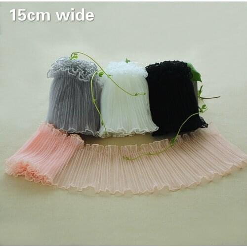 Single Layer Organ Pleated Ruffled Tulle George Lace Fabric DIY Tutu Skirt Making Material Pet Toy Doll Clothes Decoration Renda