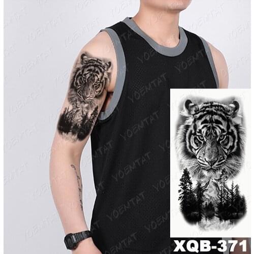 Waterproof Temporary Tattoo Sticker Geometric Tiger Wolf Death Flash Tattoos Leopard Totem Body Tatto Arm Fake Tatoo Women Men