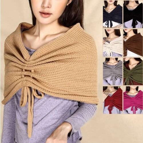 Women Winter Warm Thicken Knitted Shawl Bridal Wedding Stretch Wrap Lady Elegant Pullover Scarf Bridesmaid Thermal Cape 9 colors