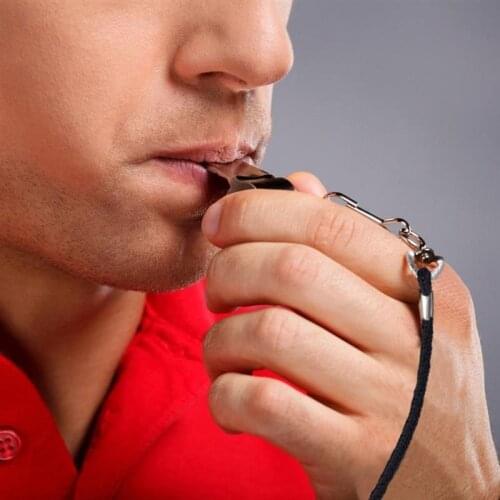 Practical Football Soccer Sports Referee Aluminum Alloy Whistle Lanyard Emergency Loud Sound Whistle