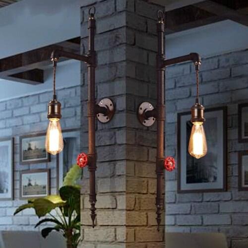 Industrial LOFT retro water pipe iron wall lamp bar coffee shop restaurant dining room wall lamp 110-240V