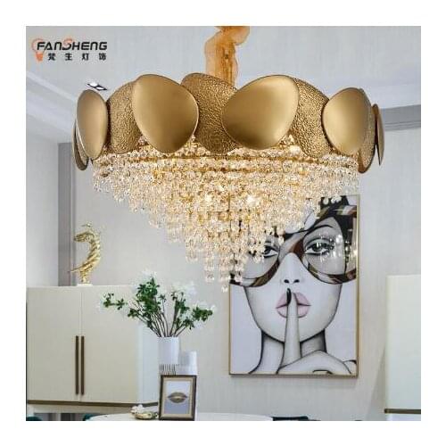 Luxury creative personality gold chandelier designer model room living room dining room transparent glass lamp led
