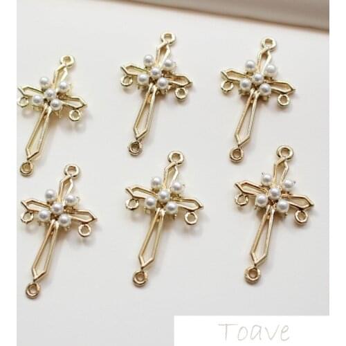 Cross alloy Pearl Pendant diy Earrings Accessories