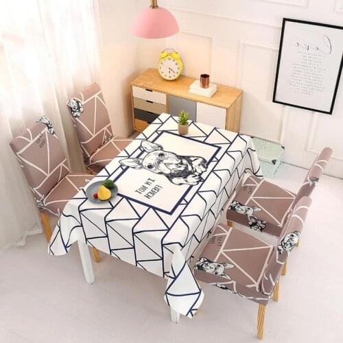 Linen Cotton Tablecloth Cartoon Animals Modern Nordic Style Rectangular Wedding Dining Table Cover Tea Cloth Kitchen Decorative