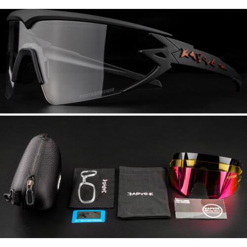 Kapvoe Cycling Glasses Photochromic UV400 Sports Cycling Sunglasses MTB Racing Mens Sunglasses Bicycle Hiking Eyewear Glasses