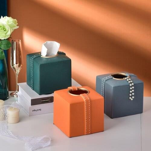 Modern Minimalist Creative Light Luxury Ceramic Tissue Box Living Room Bedroom Personality Tissue Box Rangement Household Eg50zj