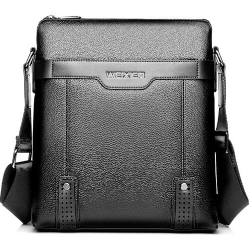 Mens Single Shoulder Messenger Bag Retro Leather Business Tablet Bag Zipper Large Capacity Fashion Bag Casual Crossbody Bag