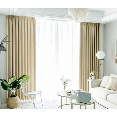 Nordic style beige Cotton linen Thickened Shade Screens Blackout Curtains Bedroom Living Room Rideaux Curtain