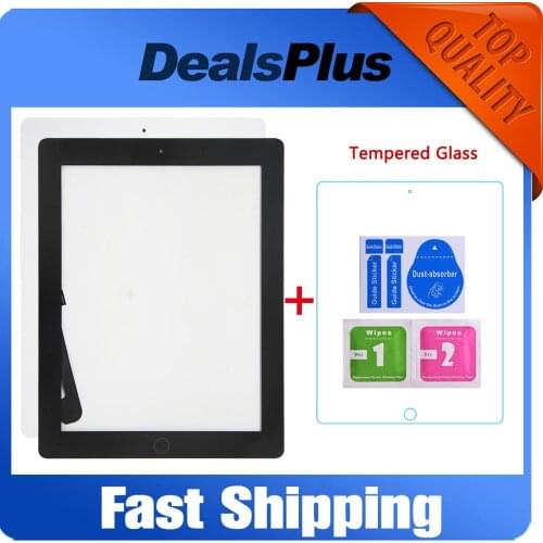 Replacement New Touch Screen+Home Button Flex+Sticker With Camera Holder For iPad 3 A1416 A1460 A1403 Black White+Tempered Glass