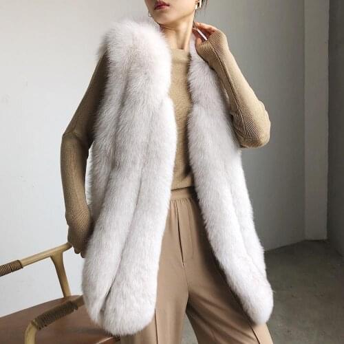 New Winter Genuine Fox Fur Vest Womens Full Pelt Gilet Warm Luxury Natural Fox Fur Waistcoat