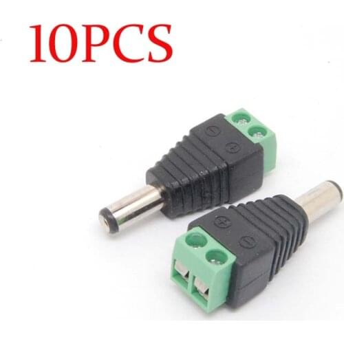 10pcs 12V DC Power Jack Connectors Male Cable Adapter for CCTV Camera CAM DVR NEW NEW
