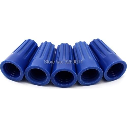 100PCS Wire Twist Nut Connector Terminals Cap Spring Insert 22-14 AWG Blue P2 Electrical Closed Terminal Lugs Press Line Cap