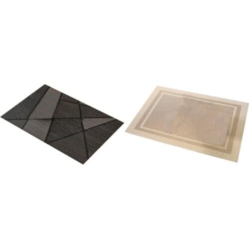 12 Pcs Placemat Waterproof Decoration Mat Heat-Resistant Table Mat, 6 Pcs Black & 6 Pcs Beige