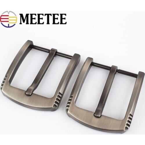 2/5Pcs Meetee 40mm Mens Belt Buckles Brushed Metal Pin Buckle for 38-39mm DIY Leather Crafts Hardware Jeans Accessories KY942