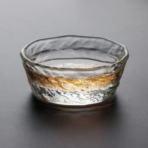 2Pcs/Set Japanese Style Hammered Crystal Glass Office Teacup Heat Resistant Phnom Penh Transparent Wine Cup Kung Fu Drinkware