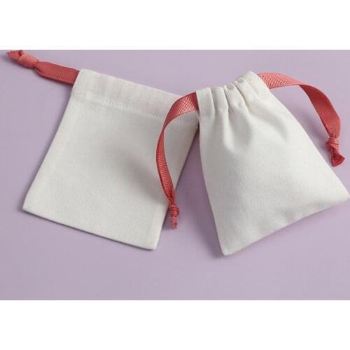 20PCS Gift Bags Packaging Jewelry Cosmetic Makeup Cotton Linen Drawstring Pouch Party Gift Storage Sachet Print Logo Sack