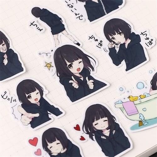 39 pcs Japanese Anime Cartoon Rich Expression Image Cute Lively Girl Menhera Fun Kids Paper Stickers for Message Notebook