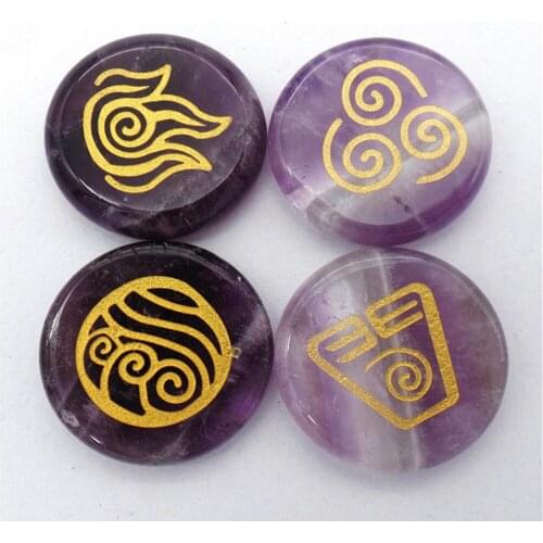 4Pcs/set 25x6mm Wholesale Natural Purple Amethyst Seven Chakras Reiki Healing CAB DIY Jewelry Accessories S183