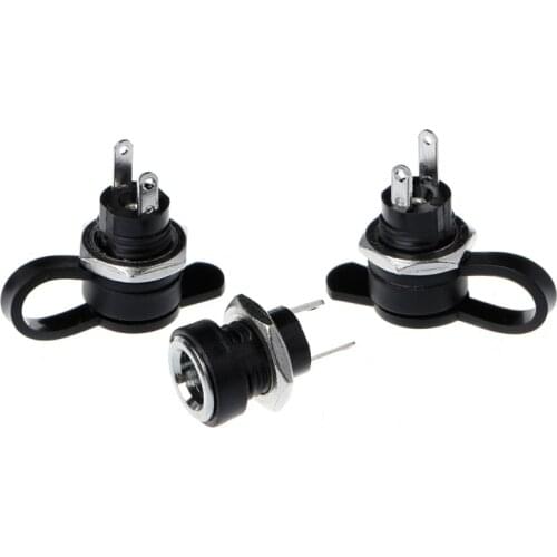 5 Pcs DC-022B Power Supply Jack Socket Female Panel Mount Connector 5.5 x 2.1mm w/Cap