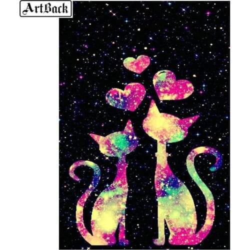 5d diy diamond painting cat heart icon full square diamond mosaic resin rhinestone diamond embroidery crafts kit