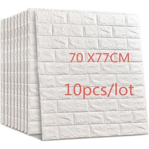 70*77cm 10pcs 3D Brick Wall Stickers DIY Self Adhensive Decor Foam Waterproof Wall Covering Wallpaper Kids Living Room