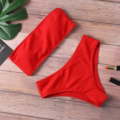 Padded Bikini 2020 Woman Two Piece Swimsuit Solid Swimwear Sexy Bikini Set Female Swimwear High Waist Push up Biquini Pure color