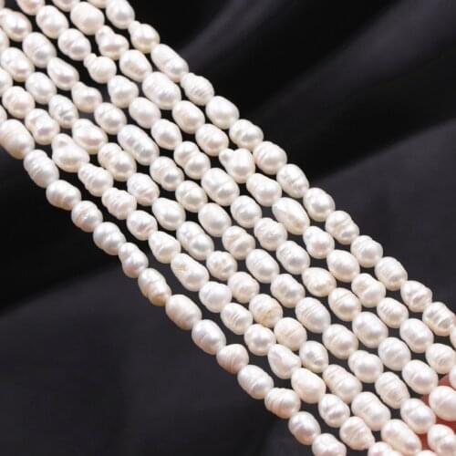 Natural White Freshwater Pearl Bead 5-6mm Loose Beads Rice Shape DIY Necklace Bracelet Pearls Jewelry Accessories Craft 13" A681