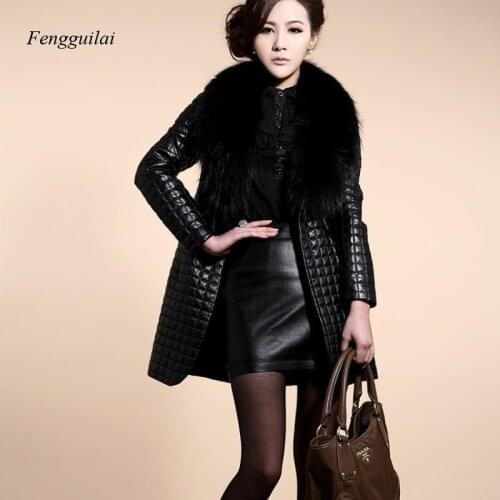 Fengguilai Women's Leather Jackets With Fur