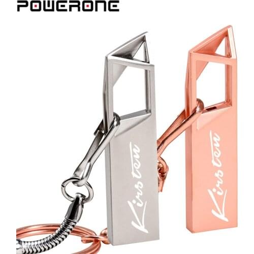 POWERONE Metalen USB flash drive 128GB 64GB flash memory stick 4GB pen drive 16GB cle usb pendrive 2.0 flash disk Gratis custom