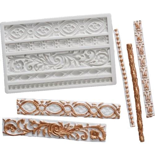 Turn Sugar Cake Silica Gel Mold Baking Tool European Mirror Frame Pearl Surround Decoration Chocolate Durable Easy To Clean Tool