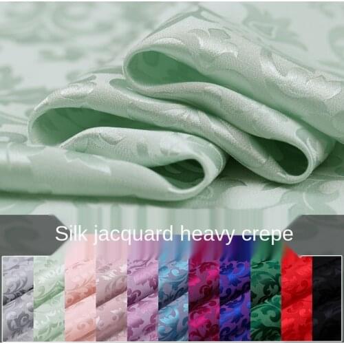 Customized rich flower 22mm silk jacquard heavy crepe fabric silk clothing cheongsam dress silk fabric