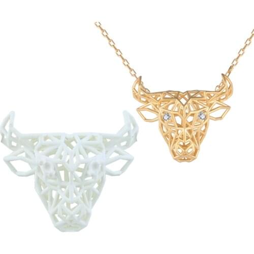 3D Printed Easy Castable Resin Pieces Necklace Pendants Cow Shape for Metal Casting DIY Jewelry Making