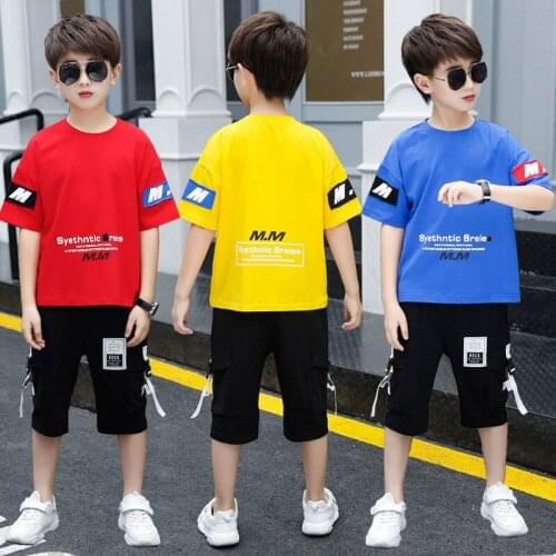 Boys clothes sets 2020 summer kids boys clothing suits children cotton sports suit big kids two pieces shirts and shorts