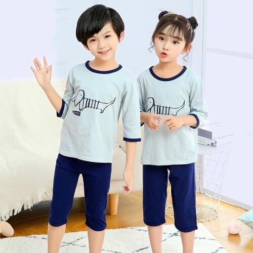 3 6 9 10 12 Year Baby Boys Clothing Sets Summer Kids Clothes Girls Tops+Pants Suit for Teens Short Sleeve Blue Children Clothing