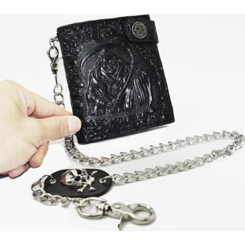 2021 Punk Style Devil Skull Head Short Purse Embossed Leather Men Wallet Boys Rock Biker Snap Hasp Card Holder Clutch Wallets
