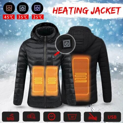 Men Women Heated Jackets Outdoor Waterproof Hoode Jackets Thermal Vest Coat USB Electric Battery Heating Jackets Winter Warmer