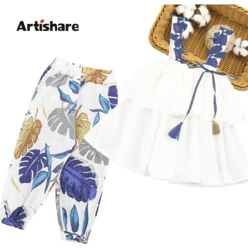 Teen Girls Summer Clothing Appliques Tracksuits For Girls Tassel Kids Girls Clothes Floral Pattern Kids Clothing