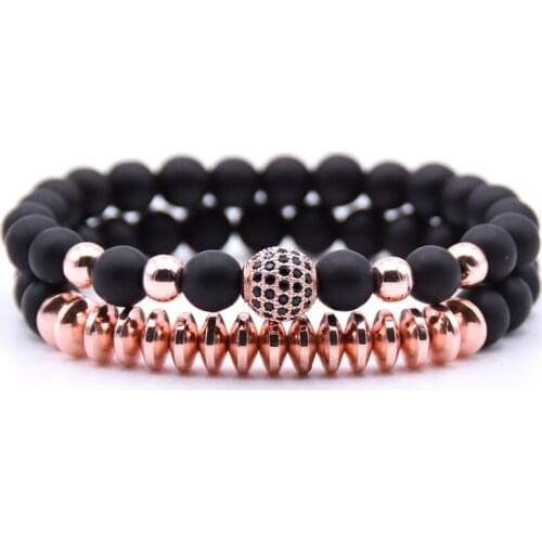 Best selling 8MM Micro-inlaid Zircon Bracelet Set For Men Women Japa Mala Jewelry Gift For Him Stretchy Bracelet
