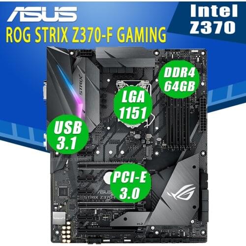 LGA 1151 Asus ROG STRIX Z370-F GAMING Motherboard DDR4 64GB Support 8th-Gen i7 i5 i3 PCI-E 3.0 M.2 Overlocking Z370 Placa-Mãe